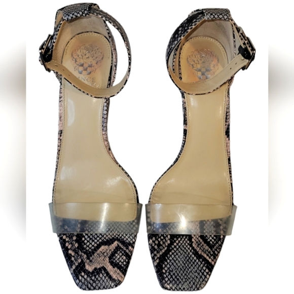 Vince Camuto VP Feorla Snakeskin Print Chunky Heels Ankle Strap Sandals 10M - Picture 5 of 6
